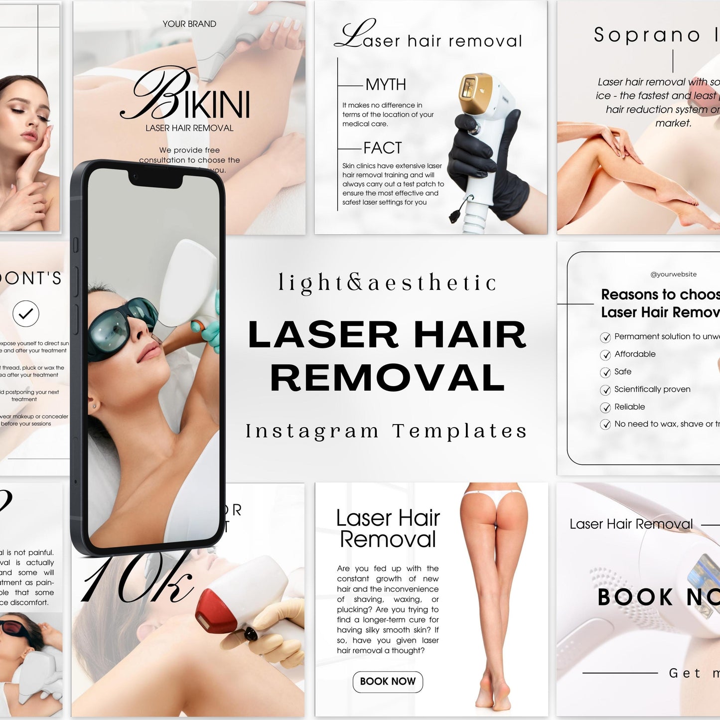 120 Light Laser Hair Removal Instagram Templates