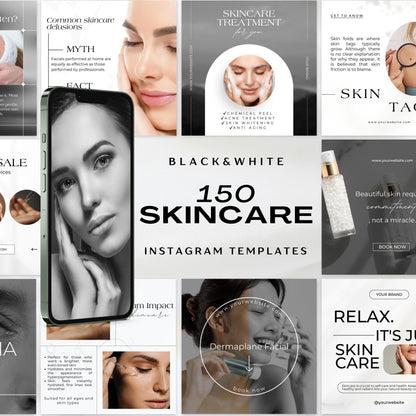 150 BW Skincare Instagram Templates