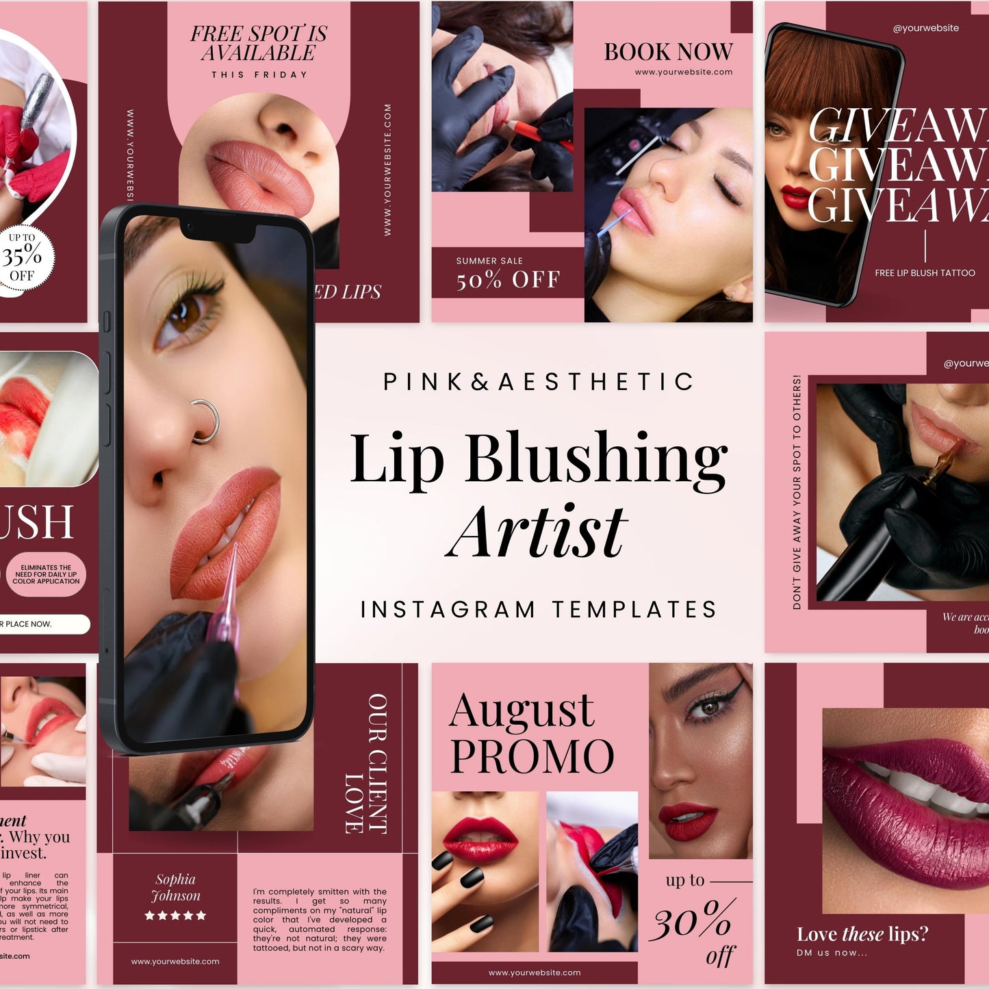 Pink Lip Blushing Instagram Templates