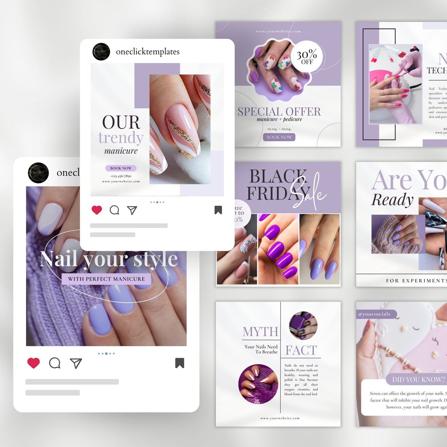 150 Purple Nail Technician Instagram Templates