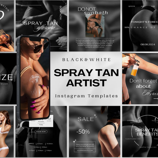 70 BW Spray Tan Instagram-Vorlagen