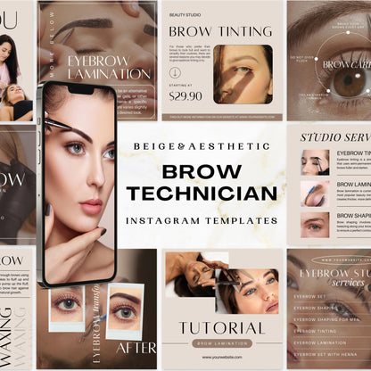 150 Beige Brow Technician Instagram-Vorlagen