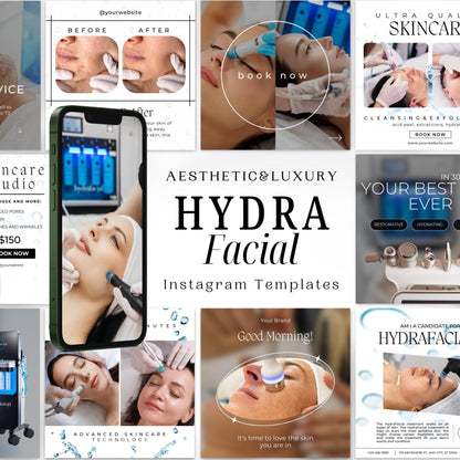 100 Hydrafacial Instagram Template Pack