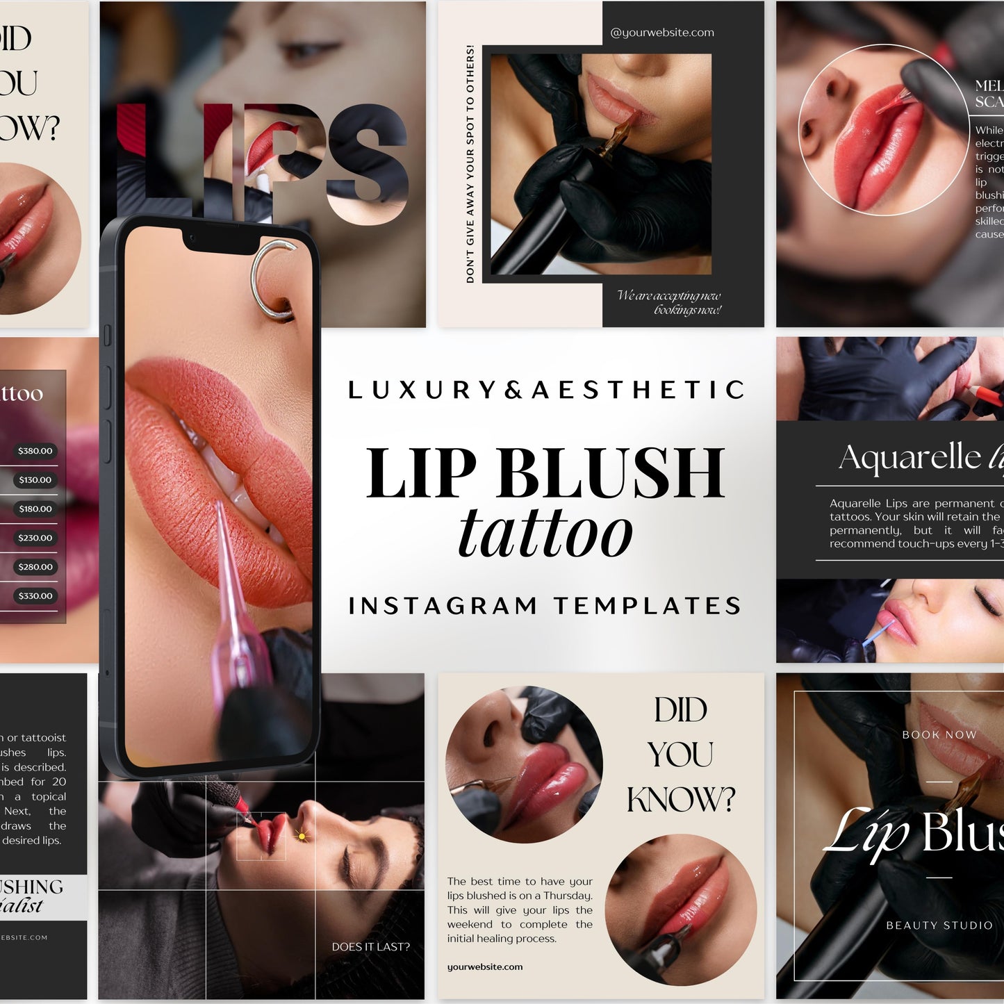 120 Lip Blush Tattoo Instagram Templates