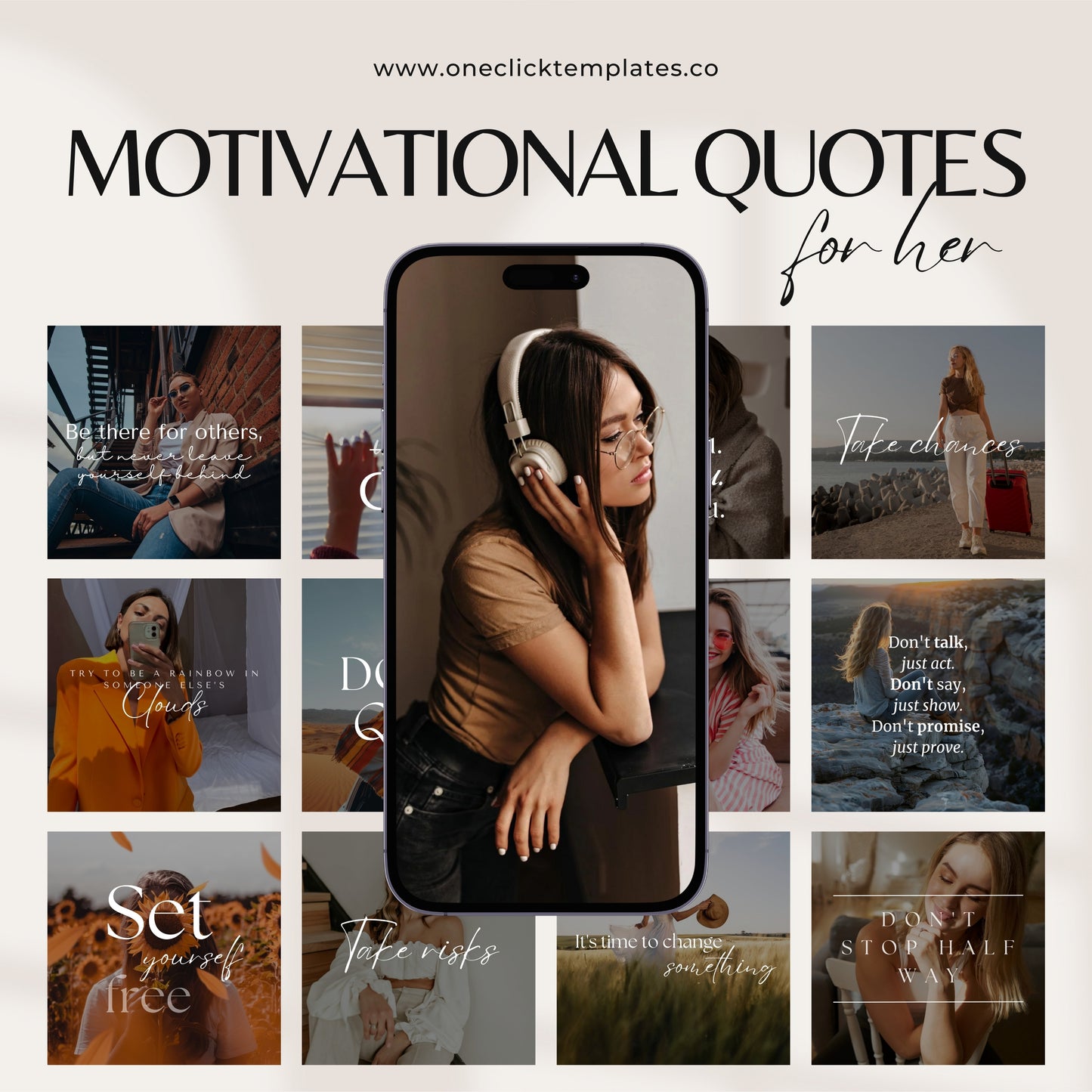 Motivational Quote Instagram Templates (for her)