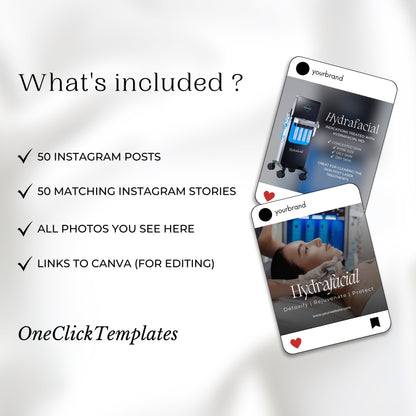 100 Hydrafacial Instagram Template Pack