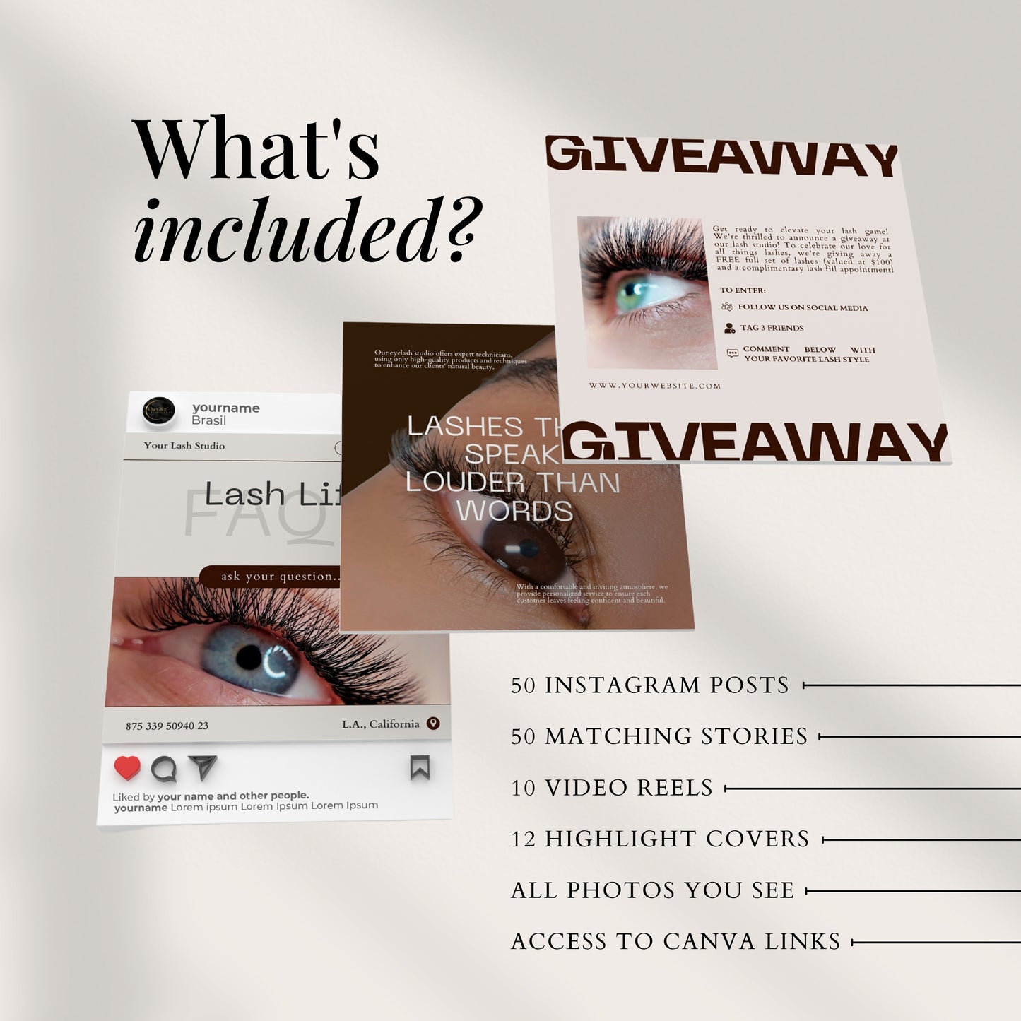 Lash Technician Instagram Template Bundle