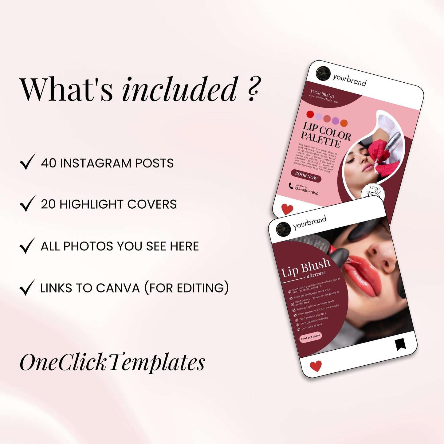 Pink Lip Blushing Instagram Templates