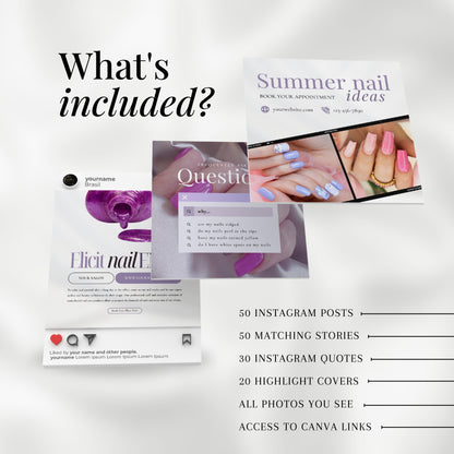 150 Purple Nail Technician Instagram Templates