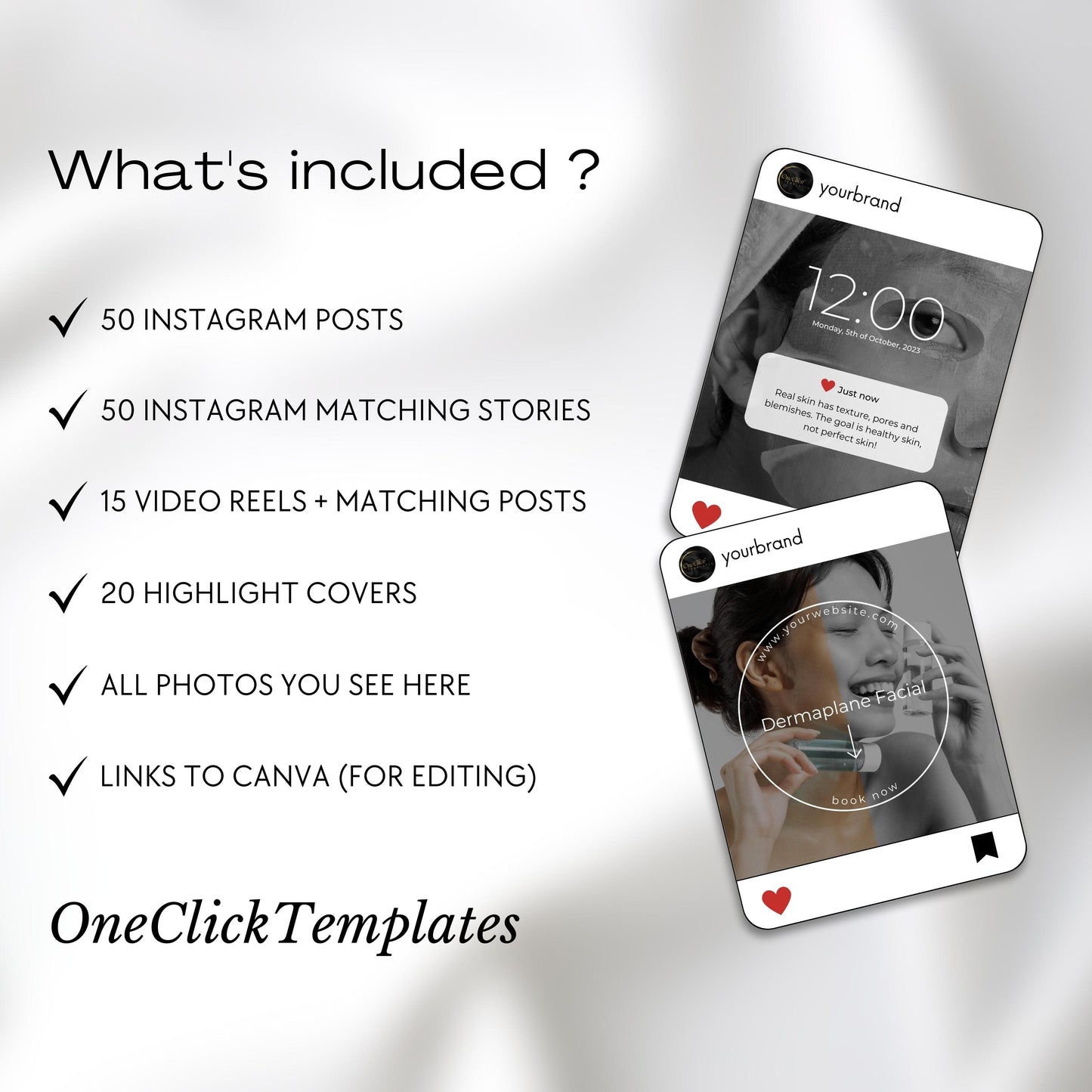 150 BW Skincare Instagram Templates