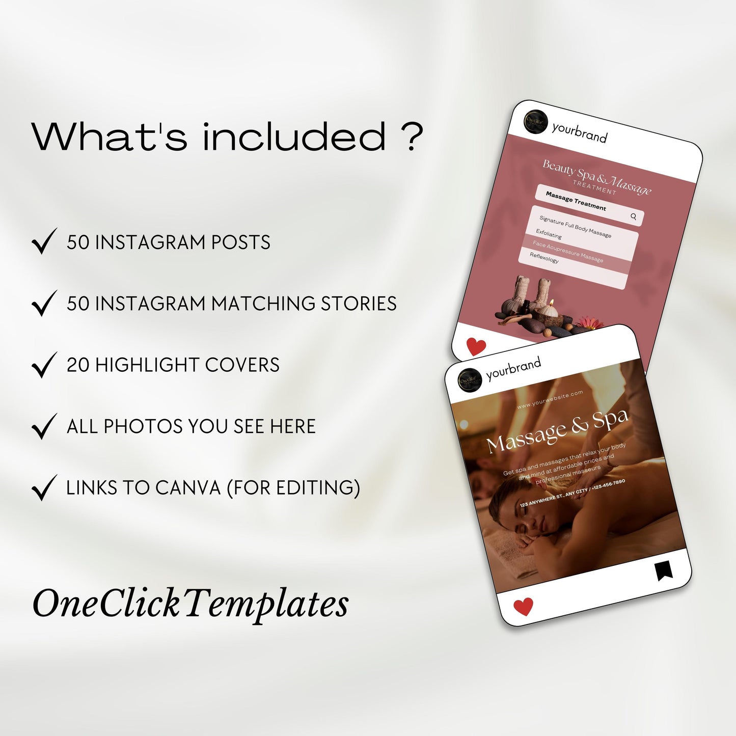 120 Massage Therapy Instagram Templates