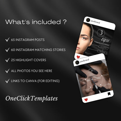 150 Black Brow Specialist Instagram Templates