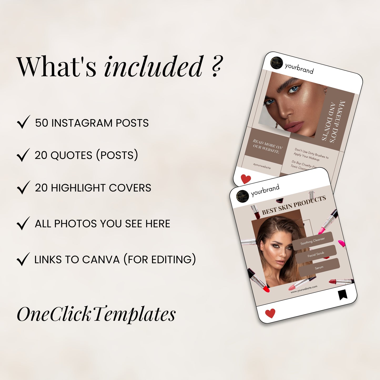 Brown Makeup Artist Instagram Templates