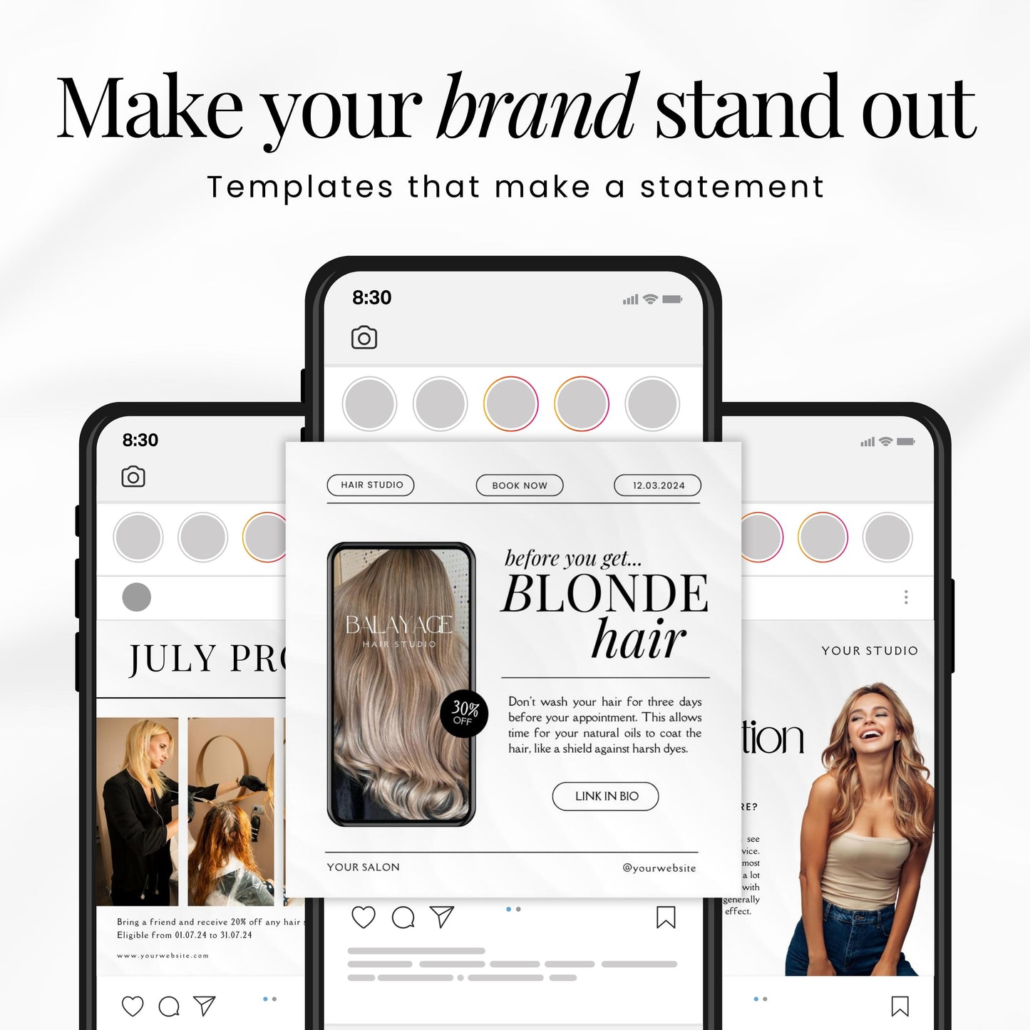 Hairstylist Light Instagram Templates