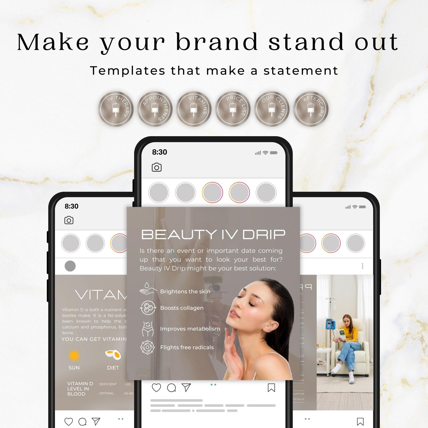 120 IV Therapy Beige Instagram Templates