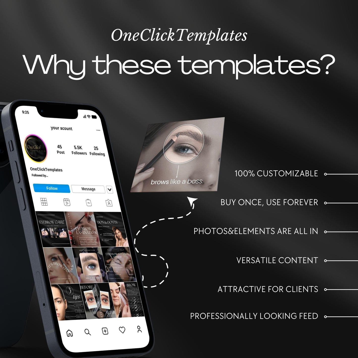 150 Black Brow Specialist Instagram Templates