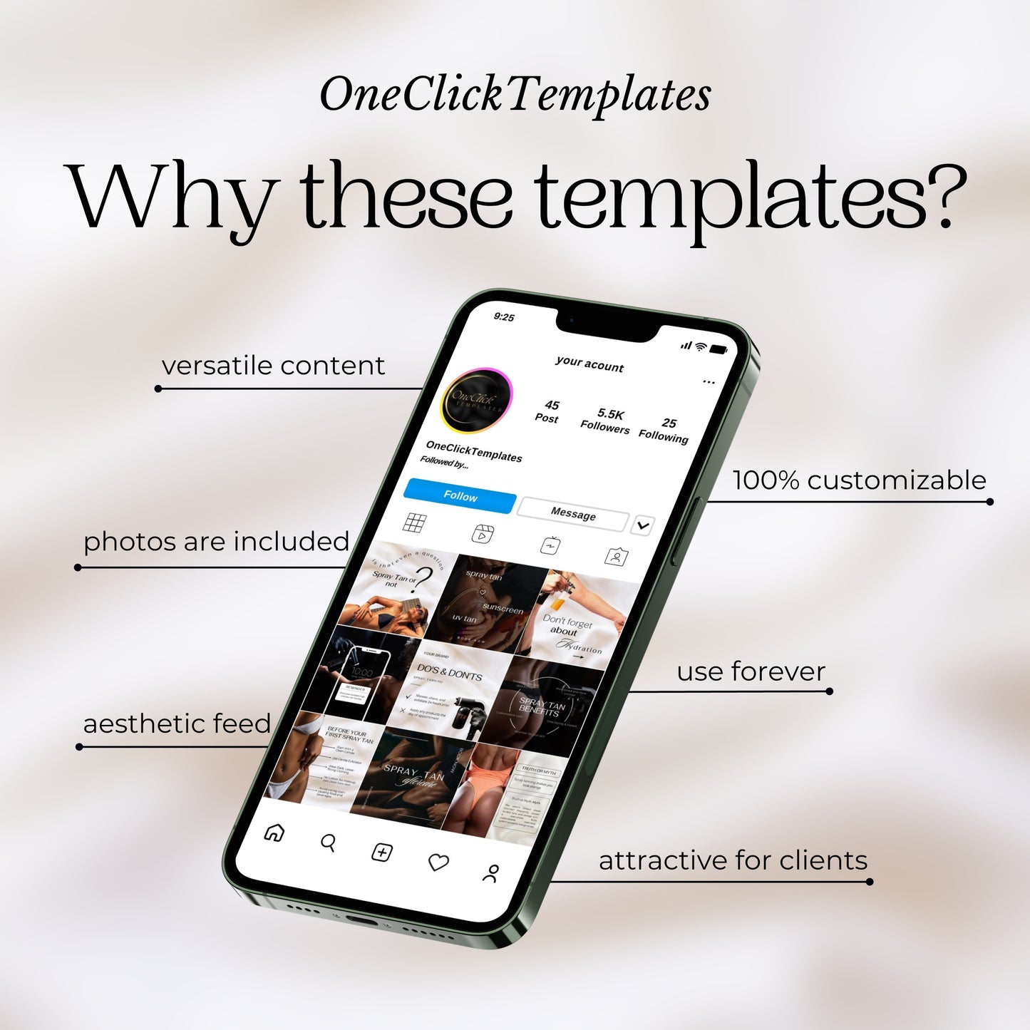 50 Spray Tan Instagram Templates