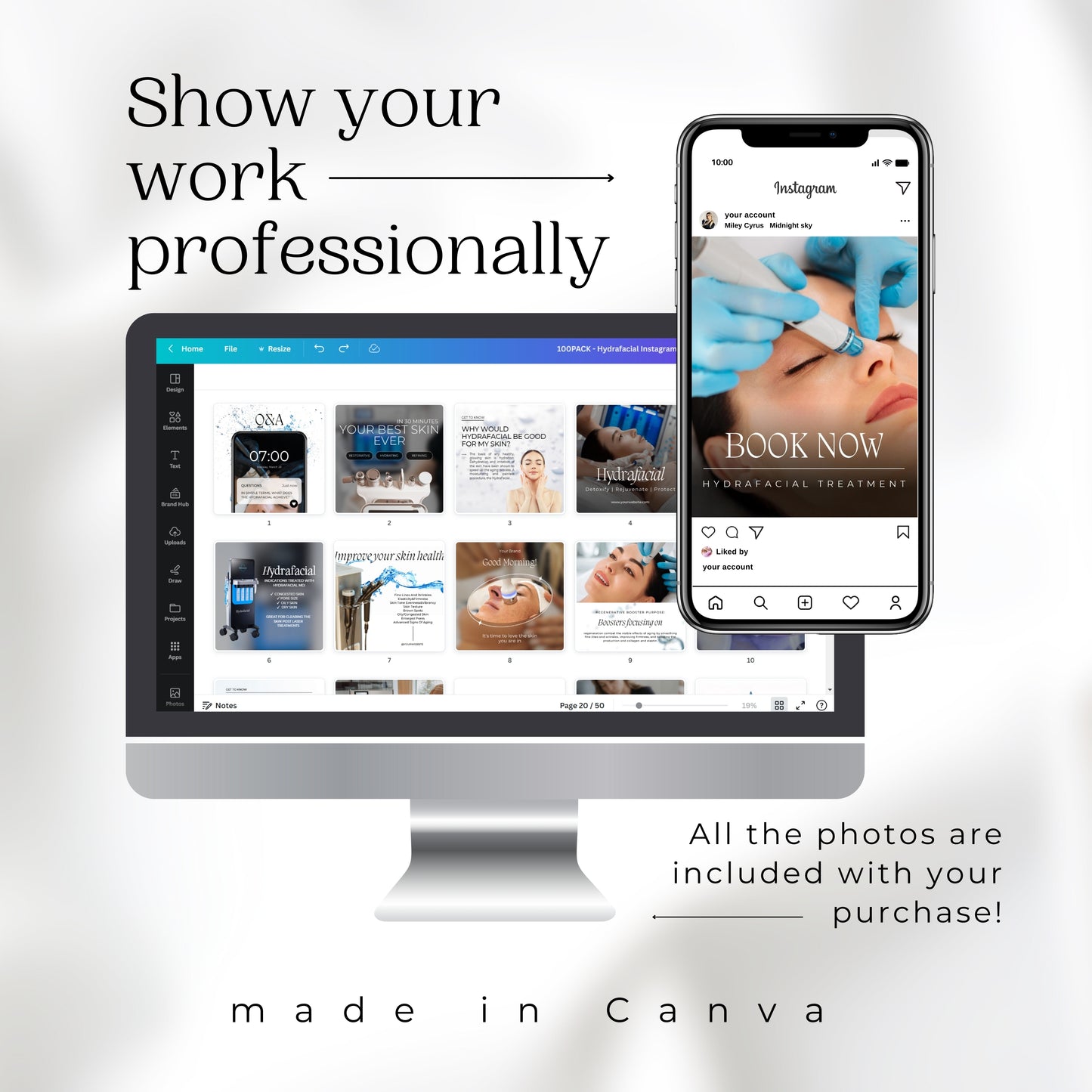 100 Hydrafacial Instagram Template Pack