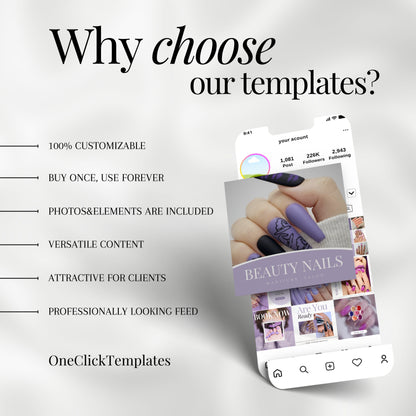 150 Purple Nail Technician Instagram Templates