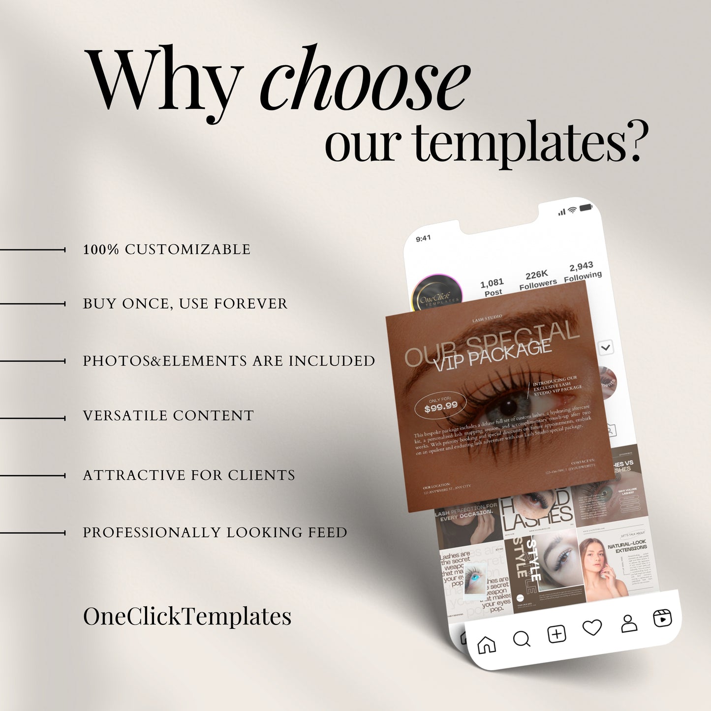 Lash Technician Instagram Template Bundle