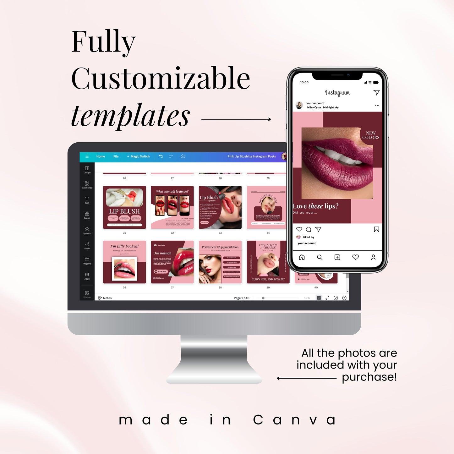 Pink Lip Blushing Instagram Templates