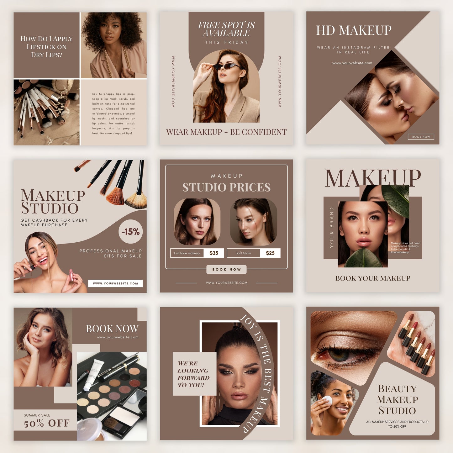 Brown Makeup Artist Instagram Templates