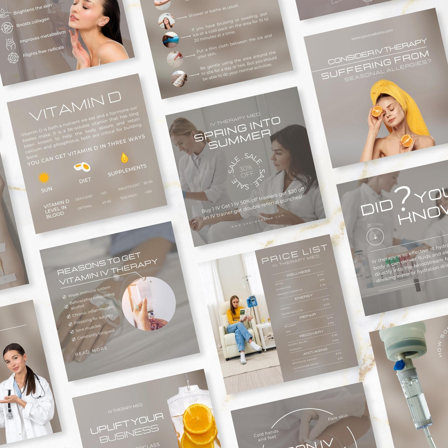 120 IV Therapy Beige Instagram Templates