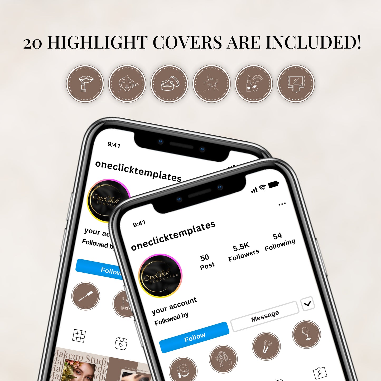 Brown Makeup Artist Instagram Templates